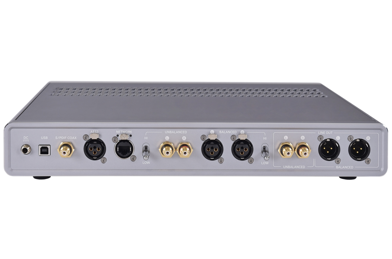 Electrostatic Amplifier/DAC/Preamplifier – Rear Panel with Multiple Inputs and Outputs